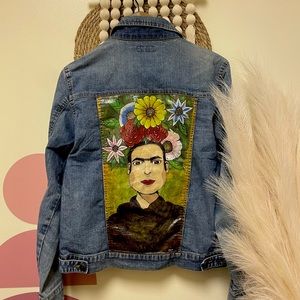 Customer demin Jacket Frida Kahlo